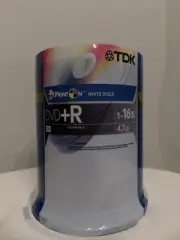 TDK DVD+R Recordable 100 CD pack 1 - 16x 4.7GB DVD Burning Data Storage NEW