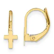 *BRAND NEW* 14K Yellow Gold Madi K Polished Cross Leverback Earrings