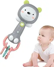 yanzisura Toddler Teething Rattles Toys, Musical Rattles Teether Toy Cartoon Animals Design, Sensory Chew Toy Fine Motor Skills Toy for Daily, Home, Traveling