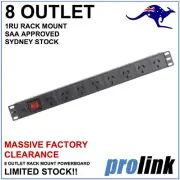 Quality 8 Way 19" Power Board Server Rack Mount PDU 1RU Surge Protected + Switch