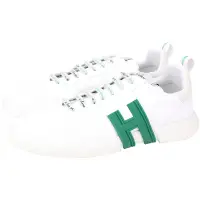 在飛比找Yahoo奇摩購物中心優惠-HOGAN 3R H 字母印花繫帶拼皮革運動鞋(男鞋/白色)