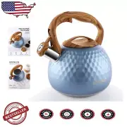 Unique Royal Blue Stainless Steel Kettle, Loud Whistle & Heat-Resistant Handle