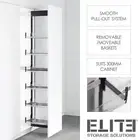 Galley Pull-out Pantry - Side Mount - Min. 1760mm Cabinet Height - Clear Glass