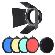 Barn Door & Honeycomb Grid & 4 Color Gel Filters for Standard Reflectors H8C6