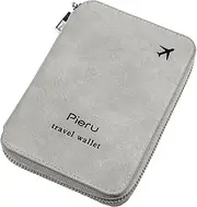 [Genérico] Passport Case - Zipper Wallet, PU Travel Holder with Zipper | Secure Document Organizer with Large Capacity for Tickets, Boarding Card, Licenses, , Grey, Consulte la descripción, See description