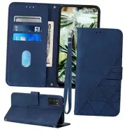 for Samsung Galaxy A03s Case Wallet, Card Holder Slots Wrist Strap TPU Blue
