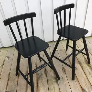 北歐工業LOFT風格經典IKEA宜家AGAM兒童椅高腳餐椅實木椅原木椅/黑色/二手八成新/特$900