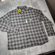 Carhartt Rugged Flex Flannel Shirt Mens 2XL Gray Plaid Relaxed Fit Lightweight