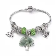 European Style Charm Bracelet - Tree of Life - Elephant - Crystal - Gemstone - Green Aventurine