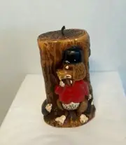 Vintage 1970s Candle Fox & Hound Dog Animal Antics Hand Made & Painted