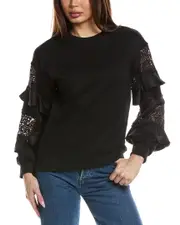 FATE Lace Panelled Frill Sleeve Sweatshirt