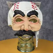 Vintage Halloween Baseball Head Guy Half Mask Vinyl Mustache Seasons for Kmart