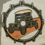 VINTAGE 1983 Ramar IND Plastic Clock Face Black Old Ford Model T Car 4" x 3.75"