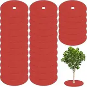 uxcell 30 Pack Non Woven Tree Cover Rings,20.4 Inch Tree Protector Weed Fabric Cover,Apply to Garden Tree Mulch Ring/Tree Ring Mulch Mat/Landscape Fabric(Round Red)