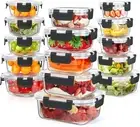 stusgo 15 Pack Glass Food Storage Containers with Lids, Airtight Leak Meal Prep