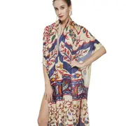 ANYYOU 100% Mulberry Silk Khaki Long Scarf Luxury Brand Women Beach Shawl Wear Swimwear Pashimina Face Shield Foulard