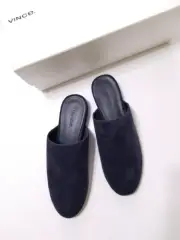 NIB Vince Oren Suede Slip-On Flat Mule Slide in Coastal (Dark Navy) Size 6 $250