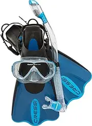 Cressi Palau LAF Set - Blue Snorkeling Fins - Mask, Fins - Adult - Unisex - Glass Dual Lens - 4.05 pounds