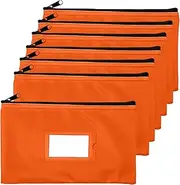 Money Bank Deposit Bag with Zipper | 11x6 inch | Orange | Durable Leatherette Money Cash Coin Check Wallet Pouch for Men & Women with Framed ID Window and Blank Card | by GIDABRAND (7)