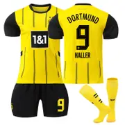 Beakey Dortmund Home HALLER #9 Soccer Jersey for Kids Adult 3 Pcs Outfits