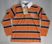 BUZZ CUTS Striped POLO SHIRT Long Sleeves orange navy Boy 7 NWT new