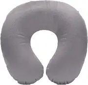 Soft Nursing Cushion U-Shaped Travel Pillow Car Air Flight Office Inflatable Neck Pillow Short Plush Cover PVC Support Headrest(Grey)