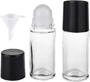 YSSZAM 2 Pcs Black Clear Empty Glass Essential Oil Roller Bottles Vials Containers Refillable Roll-on Bottles with Funnel 30ML Refillable Cosmetic Containers