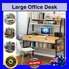 Enterprise Large Computer Desk Workstation Shelves & Drawers Natural/White/Black