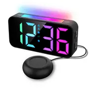 Super Loud RGB Digital Alarm Clock for Heavy Sleepers with Night Light for Bedrooms