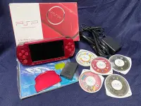 在飛比找Yahoo奇摩拍賣-7-11運費0元優惠優惠-Sony PSP-3007 烈豔紅 主機盒裝、原廠遊戲片*5