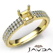 Asscher Semi Mount Prong Setting Diamond Engagement 18k Yellow Gold Ring 0.5Ct