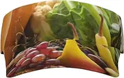 [Evealyn] Vegetables and Fruit Printed Sun Visor Hat Empty Top Sun Hat Adjustable Sports Sun Caps Baseball Caps for Women and Men Black, Black, One Size, Black, One Size