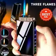 2025 New Metal USB Windproof Lighter Torch Jet Dual Plasma Arc Lighter Gas