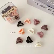 Set of 10: Acrylic Hair Clips EN0627 - Hair Clamp - 10 Pcs - Cutout Semicircle - Multicolor - Beige & Black & Brown - One Size