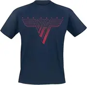 [Merch2rock] Van Halen Men's Classic Red Logo T-Shirt Navy | Officially Licensed Merchandise
