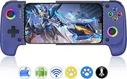 Mobile Game Controller for iPhone/Android with Case Support, Hall Effect Joysticks Gamepad Controller with Vibration Effect and Turbo Function, Retractable Phone Concontroller with RGB for PS Remote