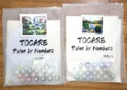 Lot of 2 Tocare Paint by Numbers Craft Kit includes Canvas Paints Church & River