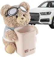 Car Tissue Holder, Cute Plush Trash Bin Vehicle Console, 9.84x8.66x11.02 Inches -Use Bear Cartoon Organizer for Napkins, Waste Storage, Interior Decoration, Auto Accessories.