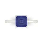 2.0Ct Asscher Cut Tanzanite VVS1 Solid Gold Solitaire Engagement Promise Ring