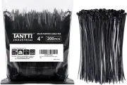 Zip Ties 4 Inch, Small Zip Ties with 18 Lb Tensile Strength, Black, 200 Pack, by