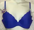 b.tempt'd 34C Blue Plunge Padded Convertible Underwire Push-up Bra Halter/Cross
