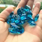 100p 14MM Light Blue Chandelier Prism Crystal Beads Lamp Part Octagon Suncatcher