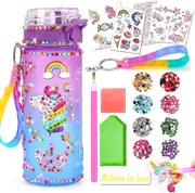 Decorate Your Own Water Bottle Kits for Girls Age 4-6-8-10,Unicorn Toys Painting Crafts with Stickers, Christmas Birthday Gifts (Unicorn 600ml)