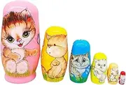 Wooden Matryoshka Dolls Statue, Easy to Open, Cartoon Illustration, Wooden Stacking Toys, Russian Nesting Dolls for Shelf