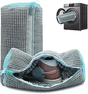 Cocoyeye Shoe washing machine bag, laundry shoe bag for washer and dryer, Reusable and Durable Zipper Plush Sneaker Washing Machine Bag for Shoes, Gym,Tennis Shoes, Delicate Gray 2pc