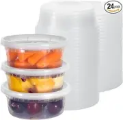 8 oz Deli Containers, Sealable Lids, Storage for Soups, Snacks, Salads- 24 pack