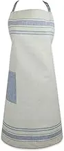 DII Cotton French Stripe Kitchen Chef Apron with Pocket and Extra-Long Ties, 33 x 28 French Country Farmhouse Men & Women Apron for Cooking, Baking, BBQ-Nautical Blue