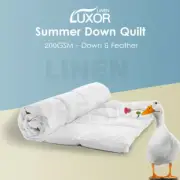 200GSM White Duck Down Feather Summer Quilt Doona Duvet Blanket All Size