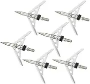 6 Pieces 125 Grain 2 Blades Screw-in Arrow Heads Arrow Tips 50mm Cutting Diamete for Outdoor Hunting Archery Broadheads Bow Hunting