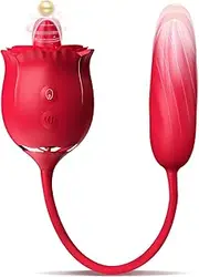 Rose Toy Vibrator for Woman - 3 in 1 Upgraded Clitoral Tongue Licking Thrusting Dildo Vibrator with 9 Modes, Adult Sex Toys for G-spot Stimulation, Waterproof Rose Toy for Women Pleasure